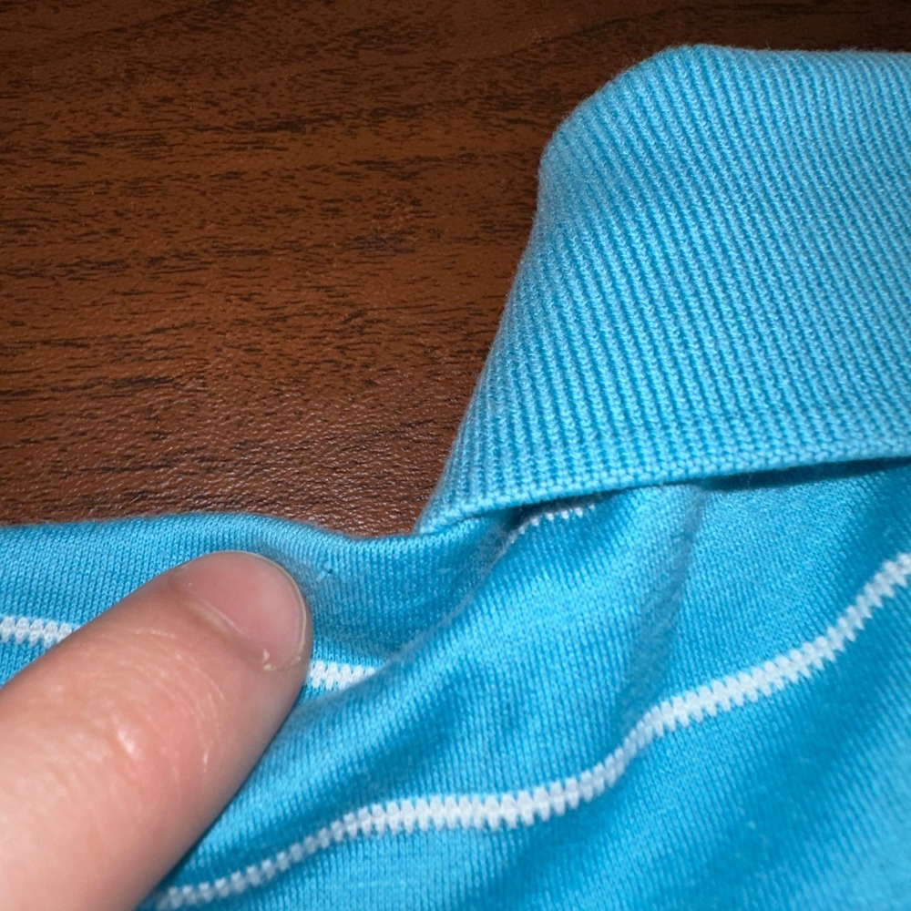VTG Tommy Hilfiger Golf Mens L Blue Striped Mercerized Pima Cotton Polo Shirt - Picture 5 of 9